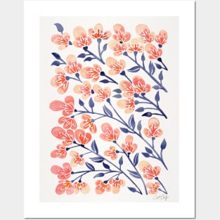 peach cherry blossoms Posters and Art